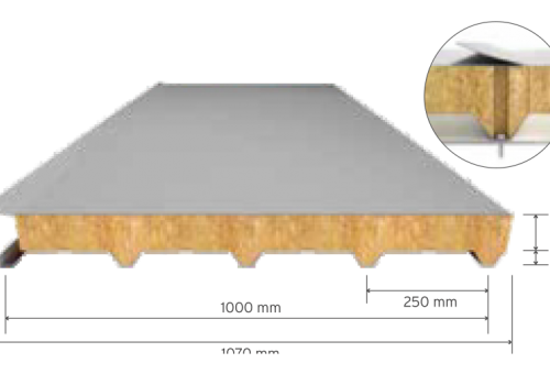 Taş Yünü Yalıtımlı 5 Hadveli Membranlı Çatı Paneli